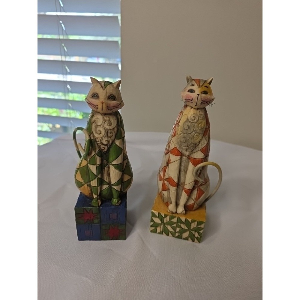 2 Jim Shore Heartwood Creek Figures FELICITY & ABRAHAM c 2003 7" Tall VG COND